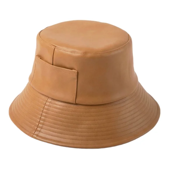 LACK OF COLOR WAVE BUCKET HAT- TAN VEGAN LEATHER SIZE 58CM M  display picture 2
